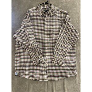 Cremieux Mens Button Down Shirt Blue Red Plaid Long Sleeve Collar Big & Tall 3XT